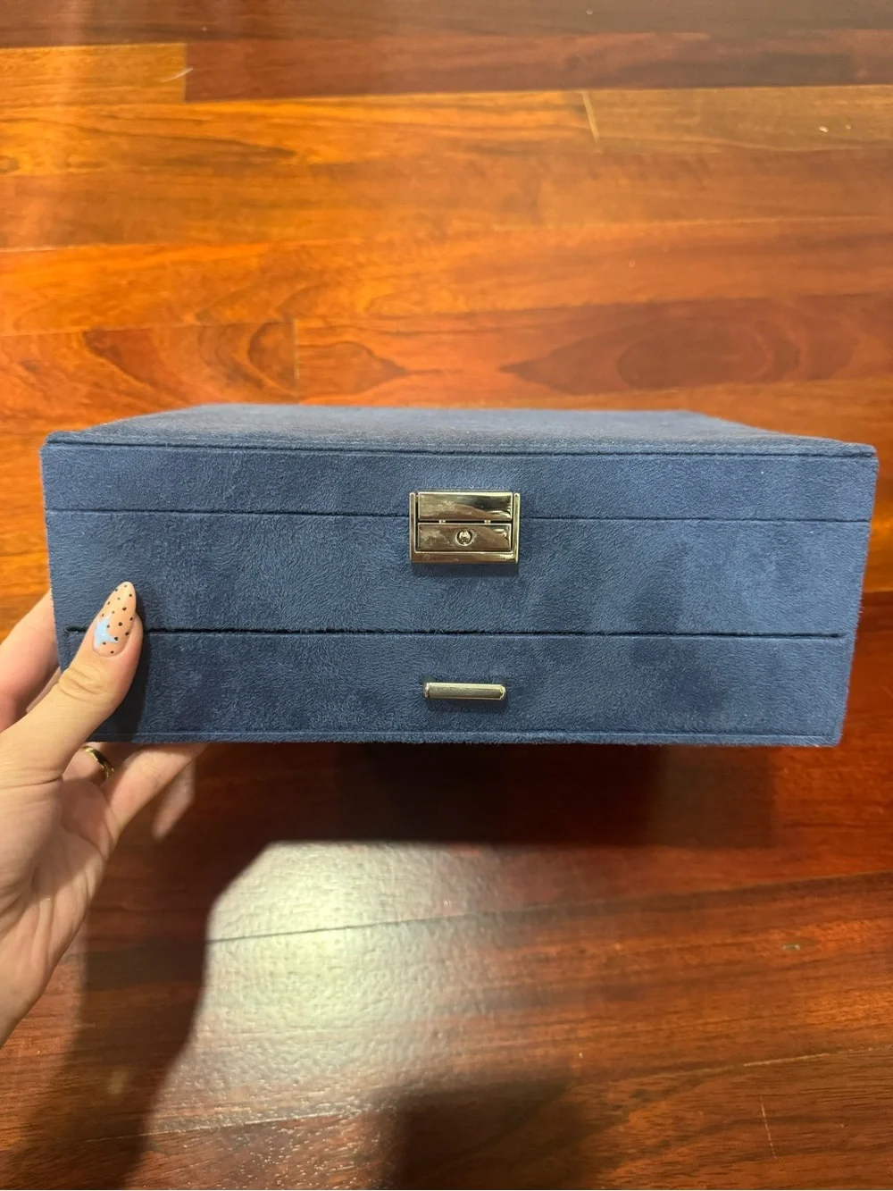 🟡3/$15 DEAL! Blue Velvet Jewelry Organizer Box - 10.63x7.48x4.33 inch